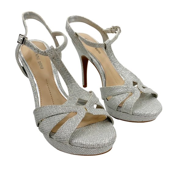 Gianni Bini Shoes - *SOLD* Gianni Bini Womens Size 6 M Sparkly Shining Silver 4" Heels Silver Buckle